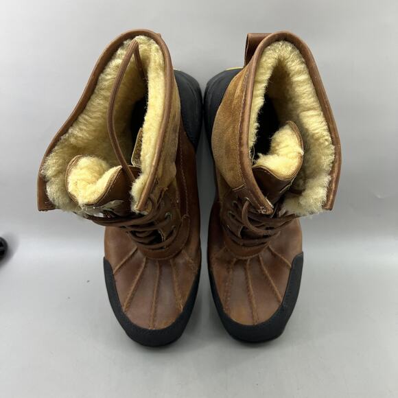 UGG Hilgard Event Waterproof Boots Men Size 10 Brown Leather Vibram Comfort Shoe - Picture 5 of 9